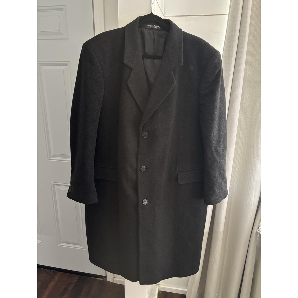 Silver Cloud Coat Mens‎ 46 Black Cashmere Blend Overcoat Long Formal Business